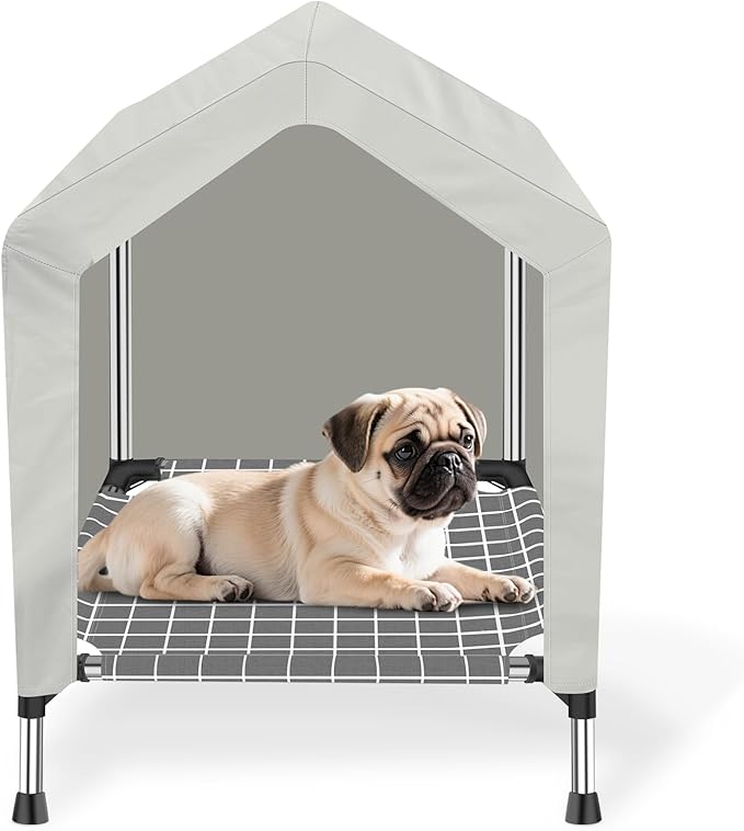 Elevated Dog House for Outdoor or Indoor - Waterproof Dog Tent Cat House, Dog Sunshade Tent, Pet House with Removable Cover, Suitable for Small Cats Dogs