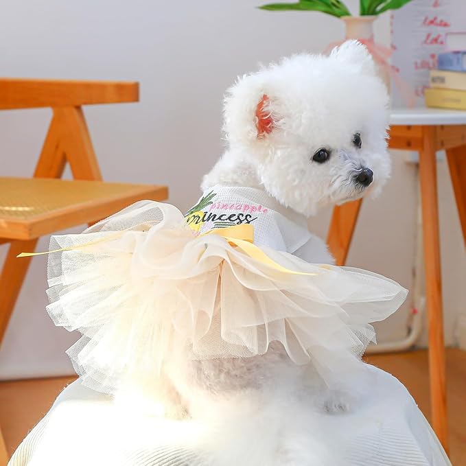 Furbabycare® Elegant Sweet Pineapple Puppy Dog Blingbling Princess Skirt Pet Dog Lace Cake Camisole Tutu Dress D-Pineapple X-Small