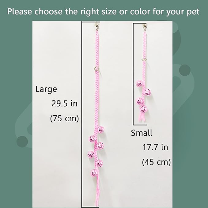 Dog Hanging Doorbells| 4 Extra Loud Dog Potty Training Bells| Adjustable Durable Braided Rope Door Bell for Dogs to Ring to Go Outside(Pink, Small)