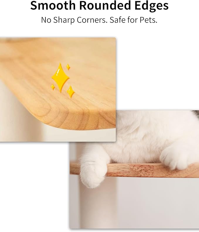 Modern Cat Tree for Large Cat, Wood Cat Tower Heavy Duty with Scratch Post for Indoor Big Cats (133cm (Natural Wood))