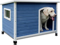 40" Wooden Outdoor Dog Houses, Waterproof Dog House Outside with Window & Door Flap Waterproof Dog House Outdoor Indoor, Assemble Easily-Blue