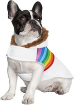 HDE Dog Puffer Jacket Fleece Lined Warm Dog Parka Winter Coat with Harness Hole White Rainbow Stripe - M