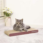 AMZNOVA Cat Scratcher Rescratch Cat Scratching Board, Scratching Pad with Catnip for Indoor, Flat Cardboard Scratcher Scratch Board for Kitten, Narrow, Wood Floor Print