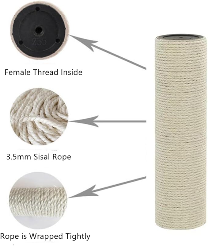 SHENGOCASE 4-Pack Cat Tree Accessories Replacement Parts Post 23.6" L, 3.15" Ø Pole, Cat Tower Relacement Post (M10 Screw)