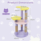 PETSITE 29-inch Cute Cat Tree, Multi-Level Small Cat Tree with Jute Scratching Post, Dangling Toy, Star and Moon-Shaped Perches, Ideal for Indoor Cats (Purple)
