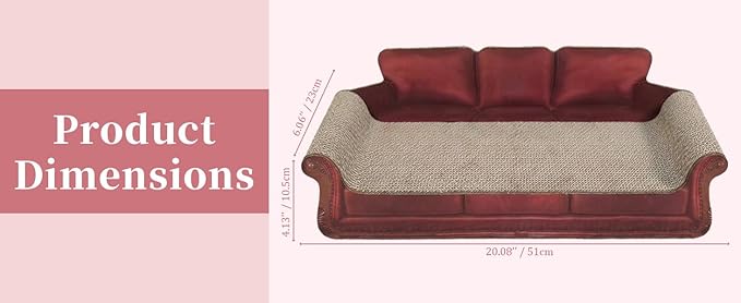 Red Sofa Shape Cat Scratcher, 19.9” Large 2-in-1 Cat Scratcher Lounge Bed, Sturdy Cardboard Scratching Board, Furniture Protector for Indoor Cats