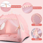 Pawstrip Dog Tent Indoor Cat House Pink Puppy Bed Portable Pet Teepe Princess Dog Camping Tent Outdoor Kitten Houses Cute Bunny Nest Girl Kitty Cave, Medium (15.7"x15.7"x14.6")