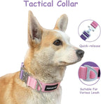 Heavy Duty Tactical Dog Collar,Metal Buckle Quick Release Collar for Large Dogs,1700 LB Strength Tested,Dual Color Nylon Collar for Walking,Training & Hunting
