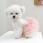 Fashion Sweet Puppy Dog Blingbling Princess Skirt Pet Dog Lace Cake Camisole Tutu Dress B-Pink M