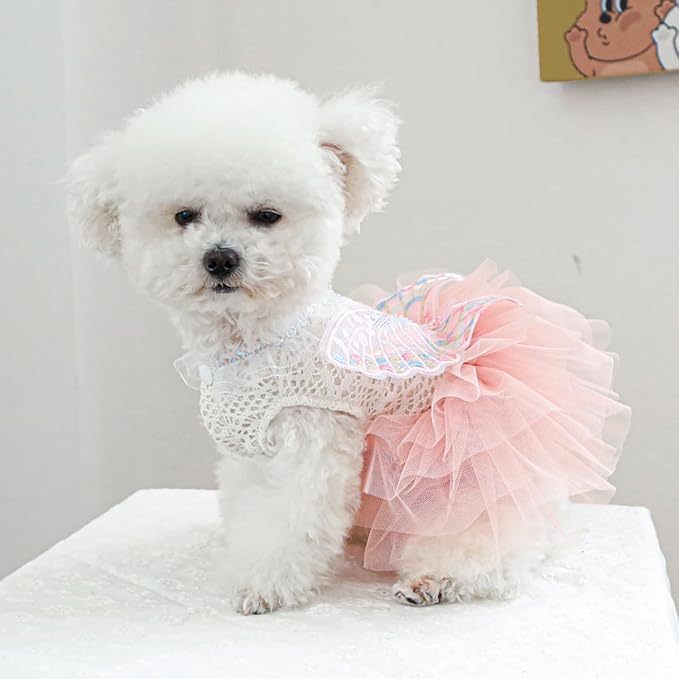 Fashion Sweet Puppy Dog Blingbling Princess Skirt Pet Dog Lace Cake Camisole Tutu Dress B-Pink XL