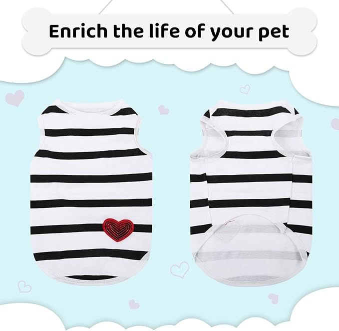 Pet Dog Striped T-Shirt Dogs Cats Cotton Vest Spring Summer Pet Apparel Tee Shirt Suitable for Small and Medium Large Pets French Bulldog Bichon