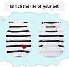 Pet Dog Striped T-Shirt Dogs Cats Cotton Vest Spring Summer Pet Apparel Tee Shirt Suitable for Small and Medium Large Pets French Bulldog Bichon