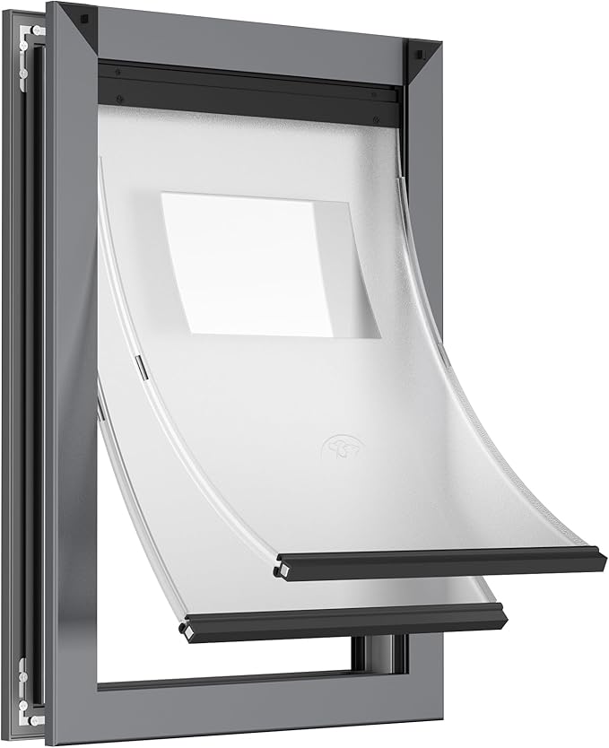 Rescumascer Aluminum Medium Dog Door for Door, Doggie Door with Two Sliding Panels, Energy Efficent Doggy Door for Medium Dogs and Large Cat up to 30lbs