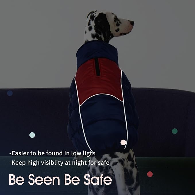 IECOii Extra Large Dog Coat - Thick Fleece Lined, Waterproof Snow Suit, Zippered Pet Jacket, Warm Winter Clothes, 4XL