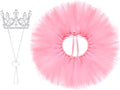 2 Pcs Dog Tutu Dress with Pearl Crown for Small Medium Pet Cat Dog Halloween Costume Dress for Ballet Birthday Party Wedding Photo Prop