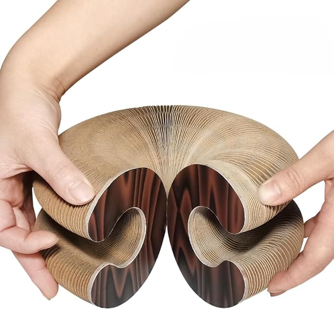 Recycled Corrugated Cardboard Cat Scratching Board with Toy Ball – Interactive Scratch Pad for Indoor Cats, Eco-Friendly & Durable Play Surface