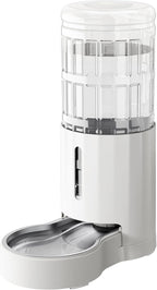 CZPET 2.5 Gallon Dog Water Bowl Dispenser, Automatic Dog and Cat Water Dispenser with Stainless Steel Bowl, Gravity Waterer, Large Capacity, and Quiet Drinking Area for Pets (9.5L,White)