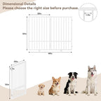 Full Metal Freestanding Dog Gate with Door, 32''Height Foldable Pet Dog Fence for Indoor & Outdoor, 2 Panels Extra Wide Free Standing TallDog Gates for Doorways,House,Stairs,Porch,Deck,Yard