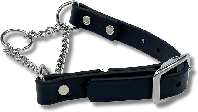 Martingale Collar for Dogs, Biothane, Stainless Steel Hardware, No Pull, Made in The USA, Professional Grade,XXS, Black