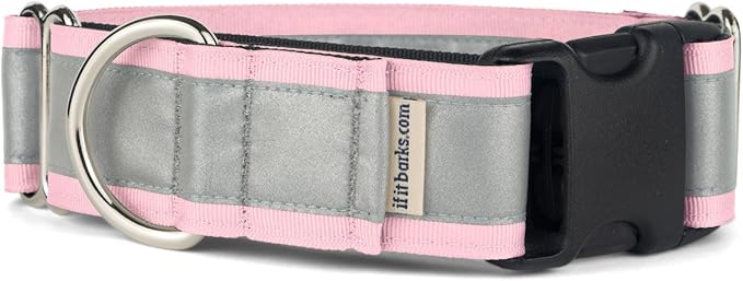 If It Barks - 1.5" Reflective Martingale Collar with Quick Snap Buckle for Dogs - Adjustable - Made in USA - Strong, Durable, and Comfy - Ideal for Training - Fits Most Breeds - Medium, Pink
