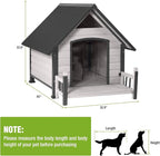 GUTINNEEN Dog House Outdoor with Anti-Bite Metal Frame, Dog Kennel with Porch and Weatherproof Roof for Small, Medium, Large Breeds, Puppy Home Indoor (White, 45’’ Medium)