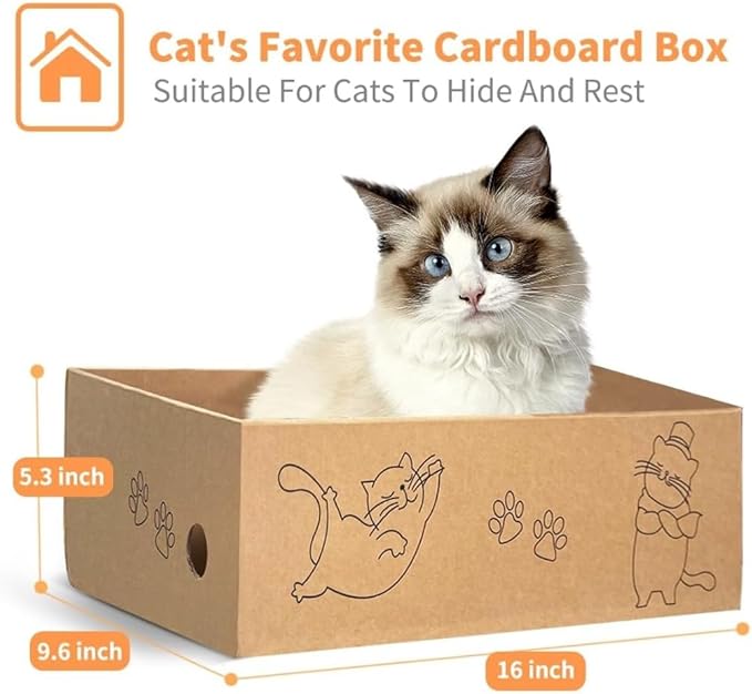 Cat Scratcher, 5 Packs in 1 Cardboard Box Cat Scratching Pad for Indoor Cats and Kitten, Cat Scratch Pad to Protect Furniture, Large Size