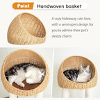 Modern Cat Tree for Large Cat, 60-Inch Tall Cat Tower with Scratching Post for Indoor Cats, Multi-Level Cat Condo with Hand-Woven Cat Bed and Acrylic Bowl