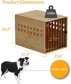 Wooden Puppy Crates for Small Dogs, Pinewood 30 inch Small Dog Crate Kennel Indoor Cage Furniture Heavy Duty, Pet House End Table for Bedroom, Living Room, Natural