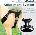 BARKBAY Dog Harness No Pull Oxford with ID Tag Pocket - Heavy Duty, Reflective, Easy Control for Large Dogs(Black Oxford,M)