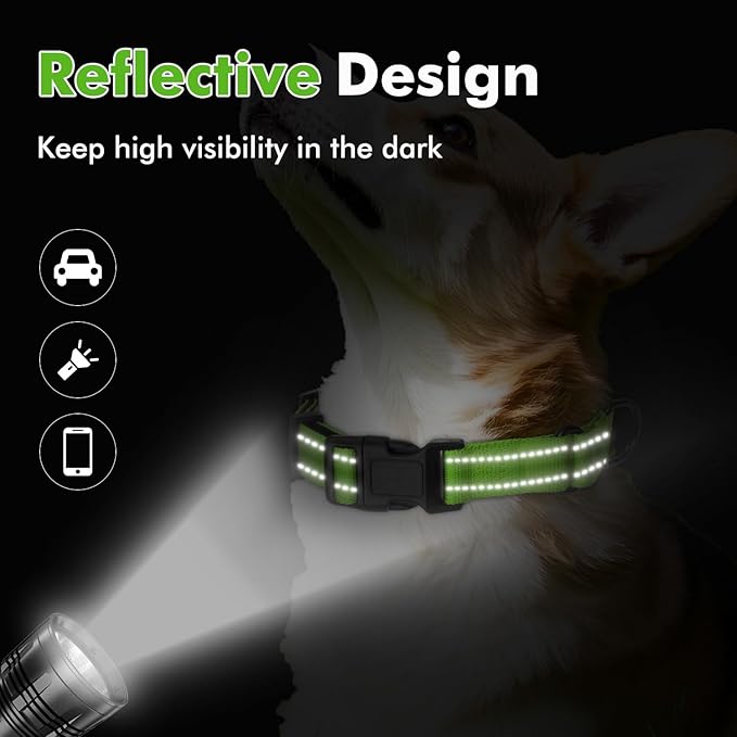 Martingale Collar for Dogs with Quick Release Buckle, Reflective Soft Padded & Escape Proof, Adjustable Nylon Dog Collars for Training & Daily Walking (Green,L)