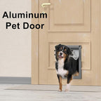 Rescumascer Aluminum Medium Dog Door for Door, Doggie Door with Two Sliding Panels, Energy Efficent Doggy Door for Medium Dogs and Large Cat up to 30lbs