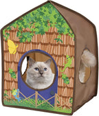 Kitty City Safari Jungle Tiger Pop-Up Cat House, Collapsible Indoor Cat Hideout with Peekaboo Openings, Lightweight Foldable Cat Playhouse