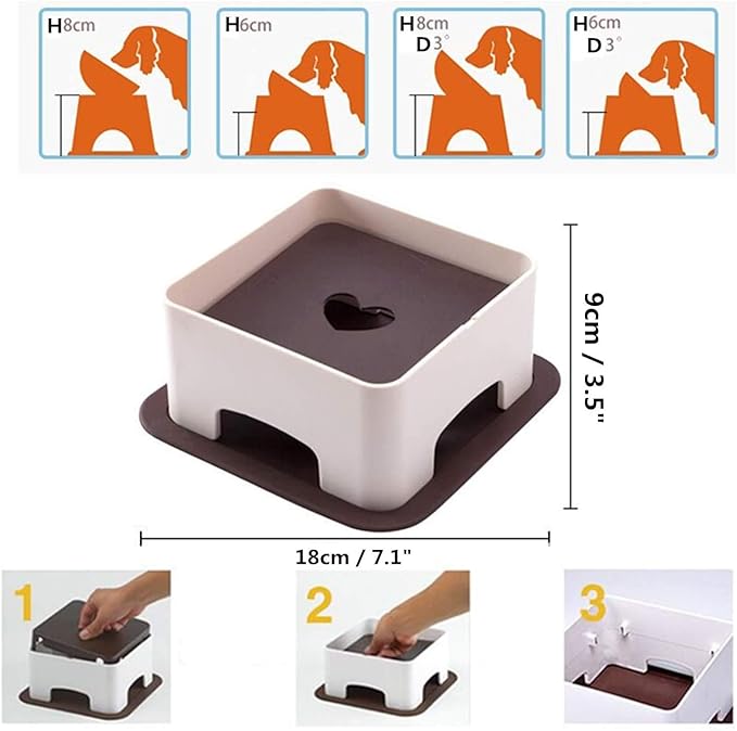 Bulldog Bowl Ceramic Dog Food Bowl - Cat Dish Wide Mouth Dog Bowl Pet Sterile Tilted Pet Feeder with Anti-Skid Rubber Mat (White M/1.5 Cup)