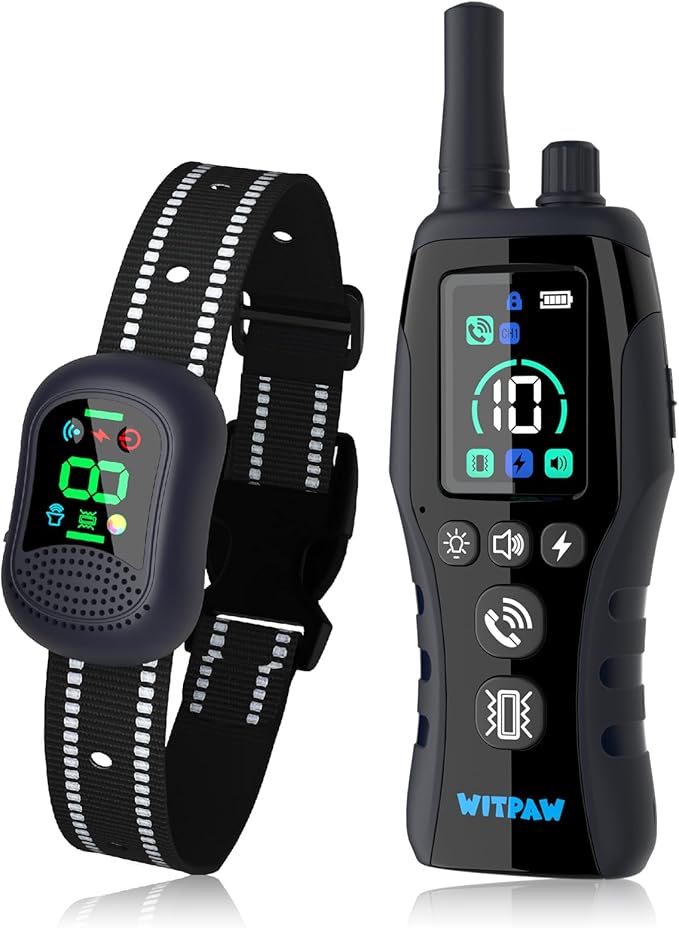 Dog Shock Collar, 4900FT Dog Training Collar with Call Function & LED Light, IP67 Waterproof Rechargeable E-Collar for Dogs 10-120Ibs,4 Training Modes for All Breeds (Black)