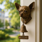 Christmas German Shepherd Welcome Bell – Retro Dog & Witch-Themed Doorbell – Decorative Cast Iron Hanging Bell with Brass Chime – Rustic Farmhouse Wall Décor–Halloween (Chihuahua)