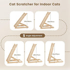 XiaZ Sisal Cat Scratcher, 31" Wooden Cat Scratching Board with 5 Adjustable Heights, Replaceable Sisal Mat and Angled Scratch Pad for Indoor Cats, Ready to Use, No Assembly Required