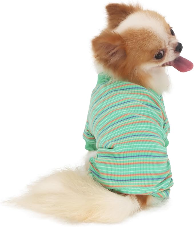 LOPHIPETS Dog Pajama Onesie for Small Pomeranian Clothes Apparel-Green/L