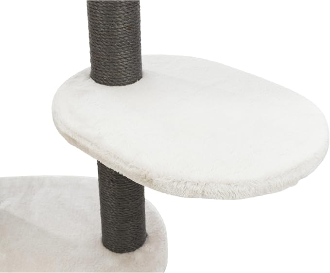 TRIXIE Moriles Cat Tower with Scratching Posts, Condo, Hammock, Padded Platform, Light Gray