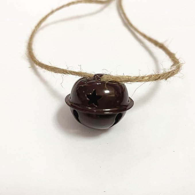 Pack of 50 Brown Small Bells for Crafts, 1 Inch Jingle Bells Little Bells for Crafting Dog Training Doorbell Cat Collar Christmas Tree Wedding Decorations (Brown)