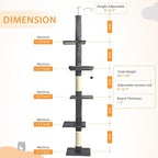 Floor to Ceiling Cat Tree, Cat Tower with Adjustable Height 98-110 Inches, 5 Tiers Tall Cat Tree Floor to Ceiling with Cozy Bed,Platforms, Sisal Scratching Posts for Cats Gray