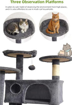 53-inch Cat Tree Tower for Indoor Cats,Cat Tree House Cat Furniture with Sisal Scratching Post,2 Cat Caves,Dangling Toys