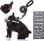 Service Dog Vest Harness and Leash Set, Animire in Training Dog Harness with 10 Dog Patches, Reflective Dog Leash with Soft Padded Handle for Small, Medium, Large, and Extra-Large Dogs (Black,M)
