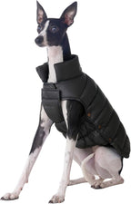 SPACE LION Dog Puffer Jacket, Down Winter Coat, Durable Outdoor Coat for Cold and Windy Conditions, Lightweight & Adjustable Fit Coats for Large Dogs, (Onyx Black, Size22/XL+)