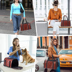 Fashion Dog Carrier Pet Carrier Airline Approved Cat Carrier for Small Dogs Cats Under 15 Lbs, Vegan Leather Collapsible Soft Sided Travel Puppy Carrier