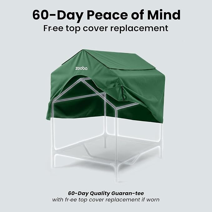 42" 2-in-1 Dog House for Medium Dogs, Elevted Dog House Outdoor/Indoor, Puppy Shelter Outside,Water Resistant 600D PVC and Durable 2x1 Textilene Raised Dog Bed(Green)
