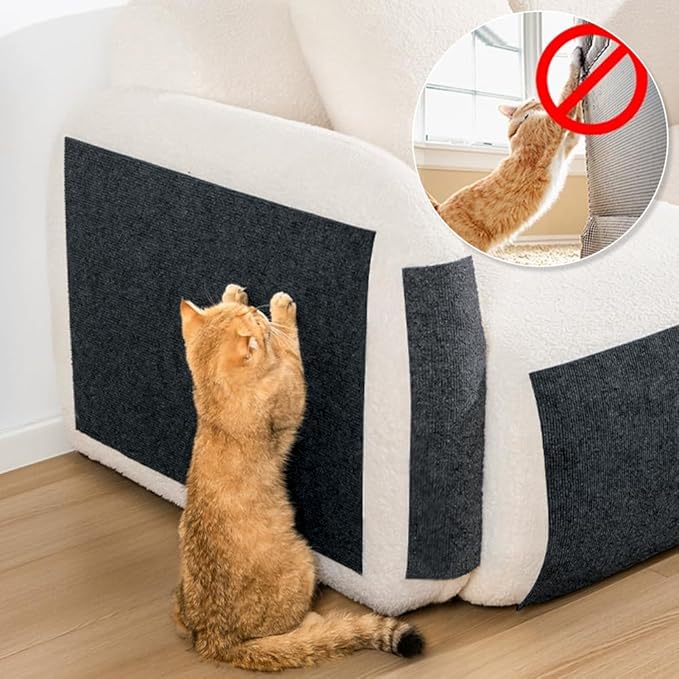 PH PandaHall 118x15.6 inch Cat Scratch Furniture Protector, Black Cat Scratching Climbing Carpet Mat Trimmable Cat Scratcher Covered Pad Replacement for Indoor Cats Couch Wall Cat Tree Shelves Sofa