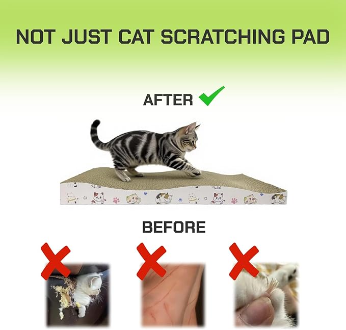 VELVETPAW Cat Scratching Board cat Scratcher Cat Scratch Pad Cardboard cat scratchers for Indoor Cats Reversible Large Wide Corrugated with Catnip(2pcs)