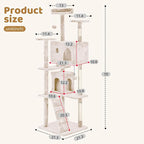 BestOffice 70 Inch Cat Tree, Multi-Level Cat Tower with Condo, Perches, Sisal Scratching Posts, Climbing Ladder,Indoor Activity Center Play House for Kittens & Adult Cats, Beige