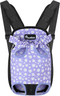 Pawaboo Pet Carrier Backpack, Adjustable Pet Front Cat Dog Carrier Backpack Purse Travel Bag, Legs Out, Easy-Fit for Traveling Hiking for Small Medium Dogs Cats Puppies 13-16lbs, XL,Black&Purple Daisy