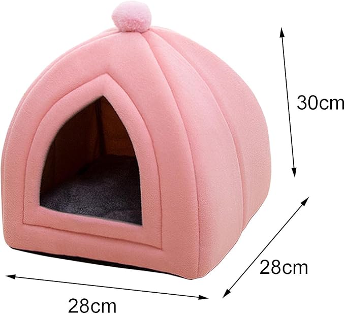 Cat Bed House Warm Cave Kennel Cushion Pad Soft Indoor Enclosed Tent Huts Sofa for Pet Cats Kittens Puppy, Pink